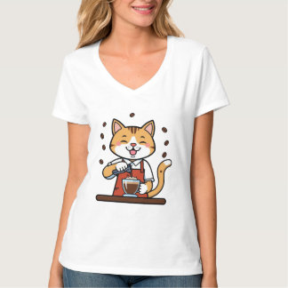 Funny Cat Barista Tshirt