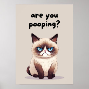 Funny Cat Bathroom Humor Poster