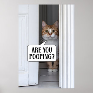 Funny Cat Bathroom Print Toilet Humor AI Art