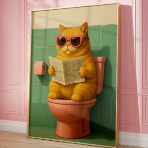 Funny Cat Bathroom Trendy Wall Art