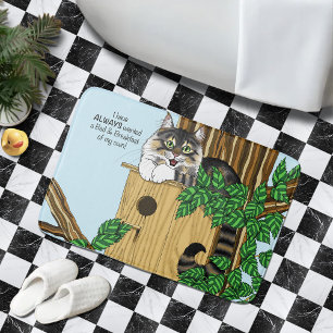 Funny Cat Birdhouse Bed & Breakfast Whimsical Bath Mat