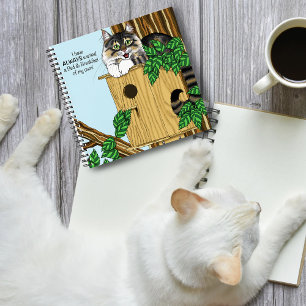 Funny Cat Birdhouse Bed & Breakfast Whimsical Notebook
