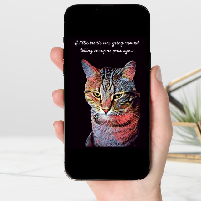 Funny Cat Birthday Card (Front Digital)