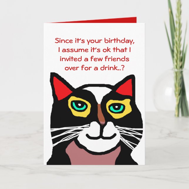 Funny Cat Birthday Card Gift (Front)