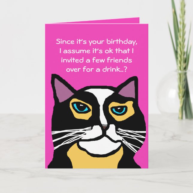 Funny Cat Birthday Card Gift (Front)