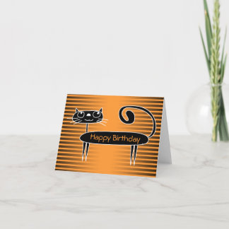 Funny Cat Birthday Card Orange