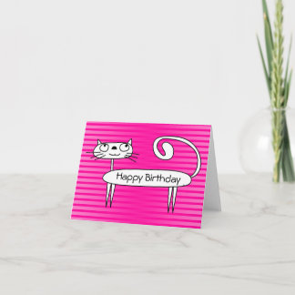 Funny Cat Birthday Card Pink