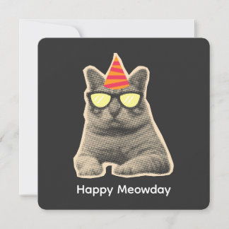Funny cat birthday invitation