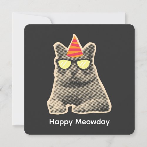 Funny cat birthday invitation