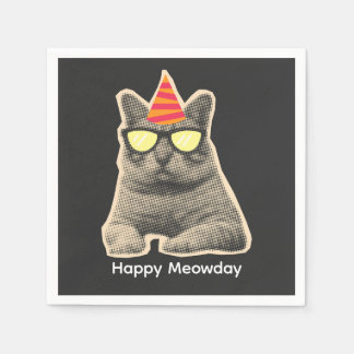 Funny cat birthday napkins