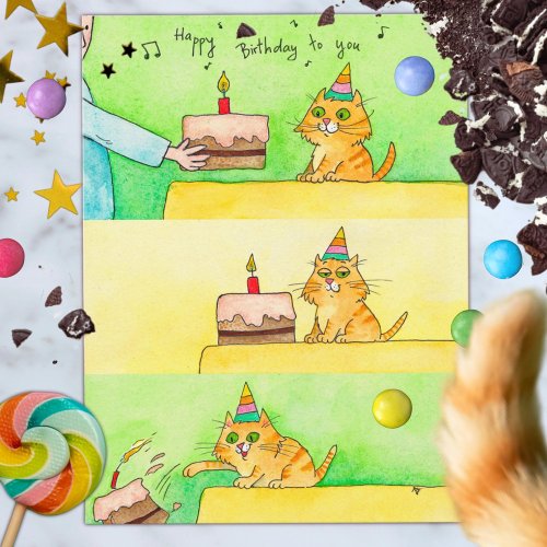 Funny Cat Birthday postcard 