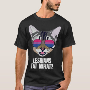 Funny Cat Bisexual Lesbians Eat What Bi Pride T-Shirt