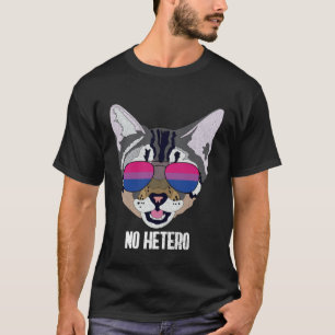 Funny Cat Bisexual No Hetero Bi Pride T-Shirt