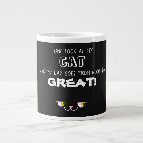 Funny Cat Black and White Giant Coffee Mug