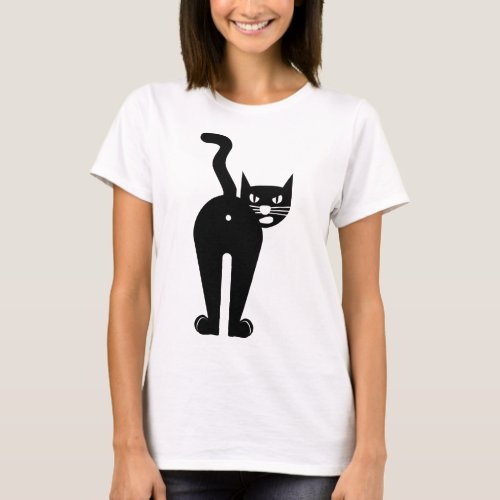 Funny CAT  black and white T_Shirt