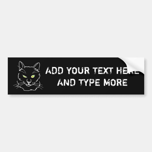 Funny Cat Black Bumper Sticker (Front)