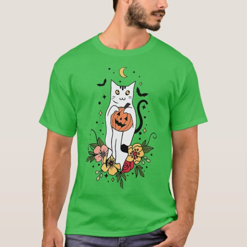 Funny Cat Black Lover Cute Boo Ghost Retro Hallowe T_Shirt