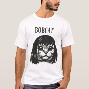 Funny Cat Bob Hairstyle Bobcat Humorous Cats Cat L T-Shirt