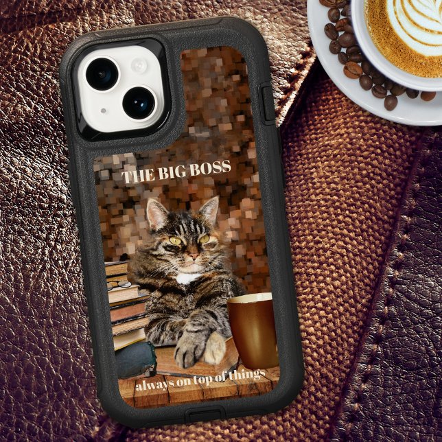 Funny Cat Boss Books Coffee Phone Case (Creator Uploaded)