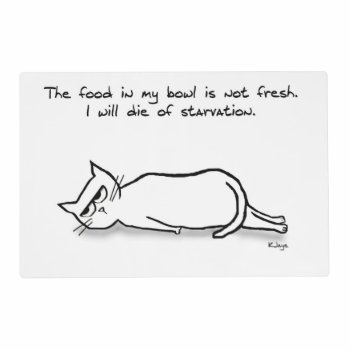 Funny Cat Bowl Placemat - Fresh Food Only by FunkyChicDesigns at Zazzle