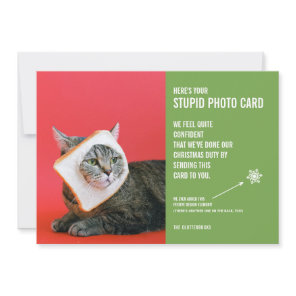 Funny Cat Bread Mask Christmas Stupid Photo Card
