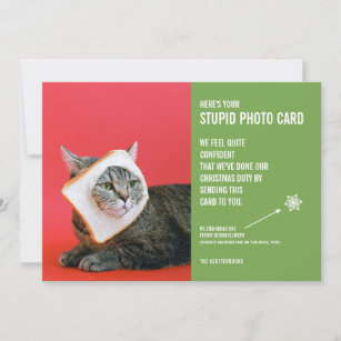 Funny Cat Bread Mask Christmas Stupid Photo Card