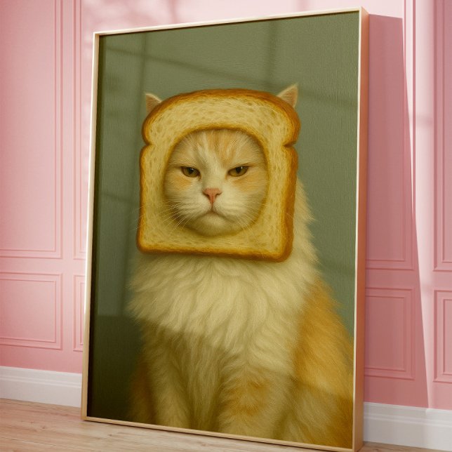 Funny Cat Bread Surreal Aesthetic Wall Art Print (Creator Uploaded)