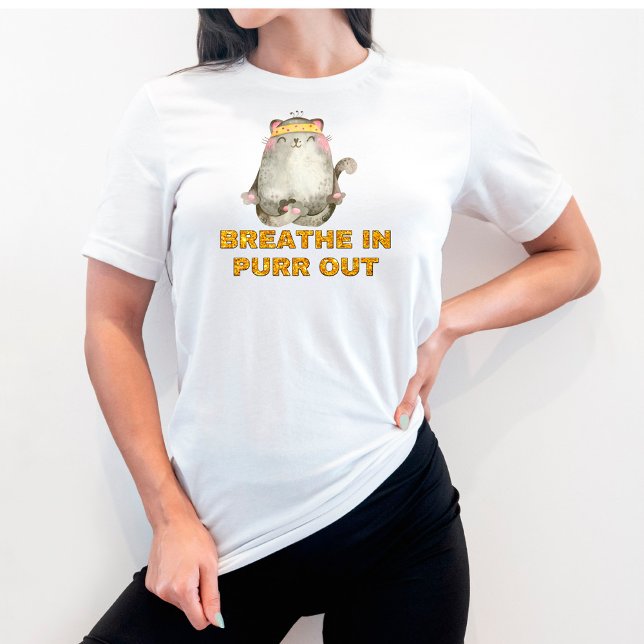 Funny Cat  Breathe In Purr Out Yoga T-Shirt (Creator Uploaded)