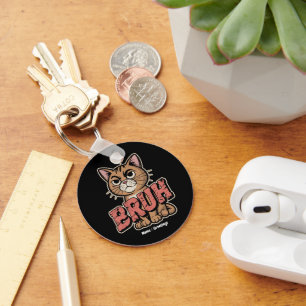 Funny Cat Bruh Meme Graphic Humor Cat Lover Gift Keychain