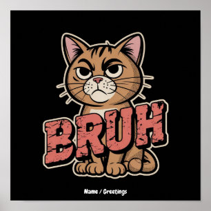 Funny Cat Bruh Meme Graphic Humor Cat Lover Gift Poster