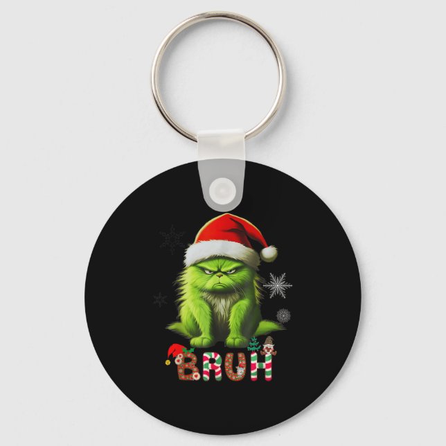 Funny Cat Bruh Saying Bro  Keychain (Front)