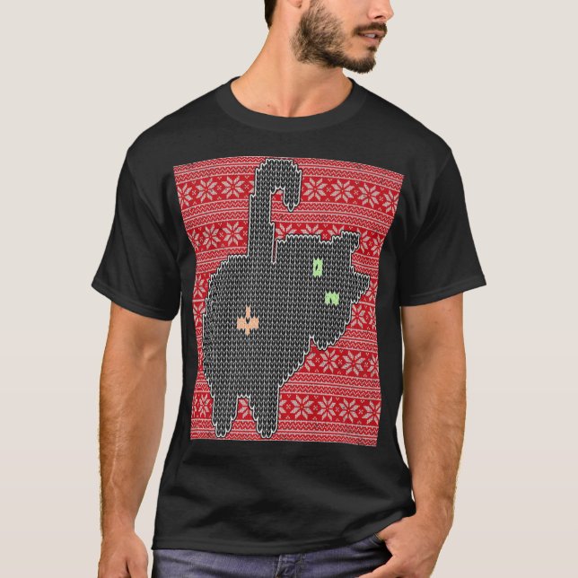 Funny Cat Butt Men Ugly Christmas Party T-Shirt (Front)