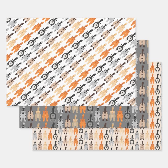 Funny Cat Butt Wrapping Paper Flat Sheet Set of 3 (Set)