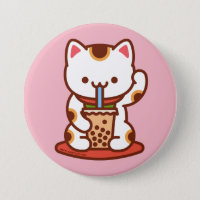 Funny Cat - Button - MANEKI-NEKO BOBA KIT-TEA