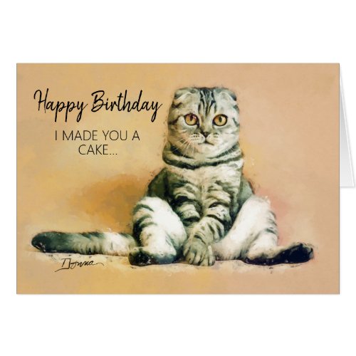 Funny Cat Cake Happy Birthday Greeting Card