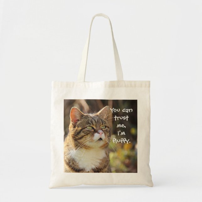 Funny Cat Caption Trust Me I'm Fluffy Tote Bag (Front)