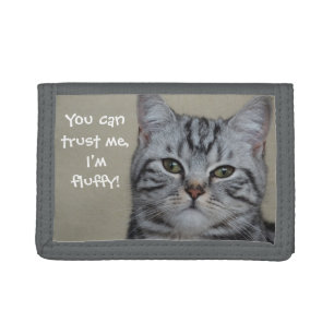 Funny Cat Caption Trust Me I'm Fluffy Tri-fold Wallet