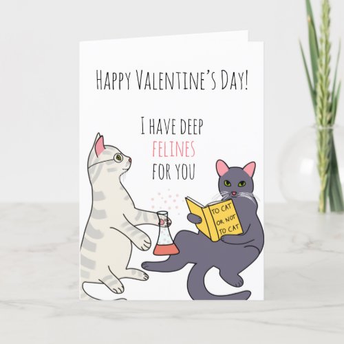 Funny cat cartoon felines Valentines Day Card