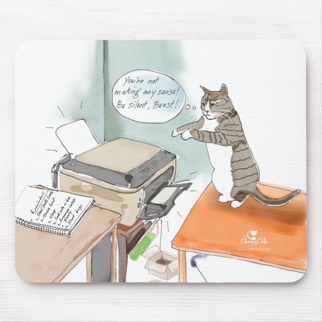 Funny cat cartoon mouse pad (Front)