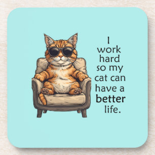 Funny Cat - Cat Boss Hard plastic coaster