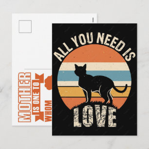 Funny cat, cat mom, women' cat gift for cat lovers holiday postcard