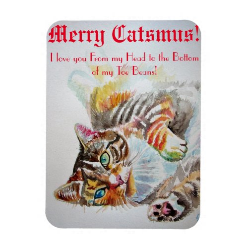 Funny Cat cats Love Toe Beans Merry Christmas Card Magnet