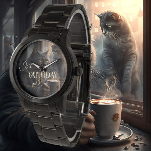 Funny Cat Caturday Coffee Watch