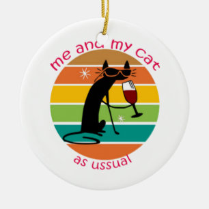 Funny Cat Ceramic Ornament