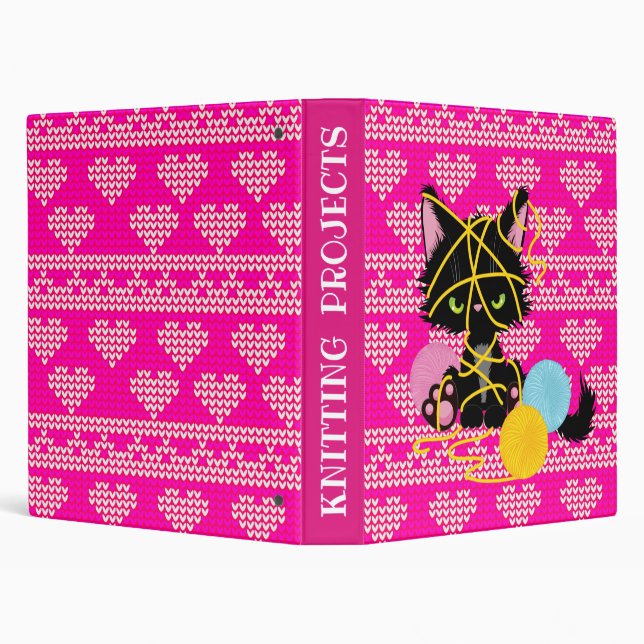 Funny Cat Chaotic Knitting  3 Ring Binder (Background)