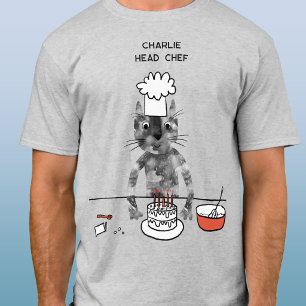 Funny Cat Chef Personalized Head Chef Cooking T-Shirt