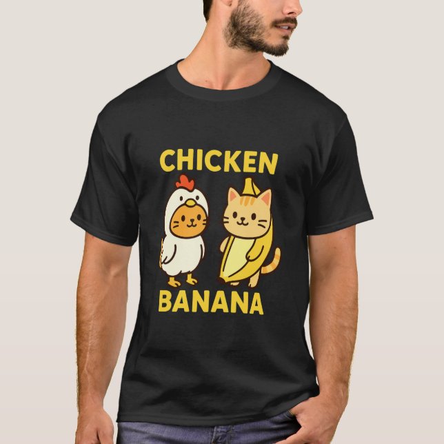 Funny Cat Chicken Banana T-Shirt (Front)