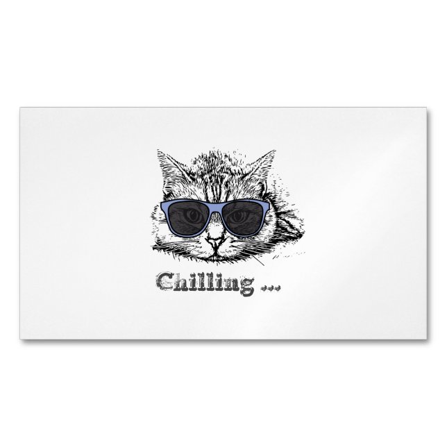 Funny Cat Chilling With Cute Sunglasses       Business Card Magnet (Front)