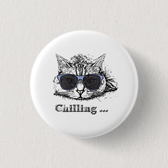 Funny Cat Chilling With Cute Sunglasses       Button (Front)