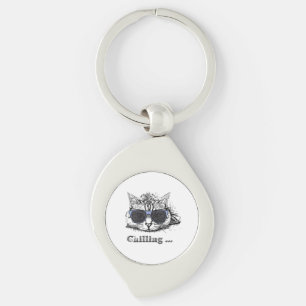 Funny Cat Chilling With Cute Sunglasses Keychain